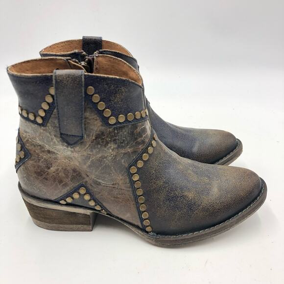 Circle G by Corral Star Inlay Studded Leather Ankle Boots Multicolor Size 7 M - Picture 4 of 10